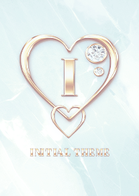 [ I ] Heart Charm & Initial  - Blue 2