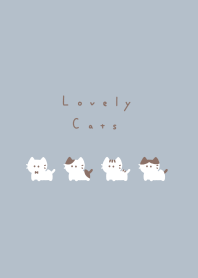 Small Cats (no line)- blue beige BR.
