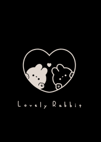 うさぎとハート / 黒とベージュ