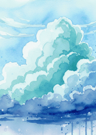 水彩高雲藍生活