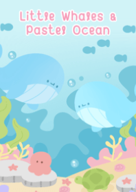 Little Whales & Pastel Ocean (pink)