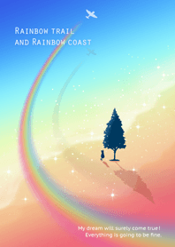 運気急上昇！虹色飛行機雲と虹色海岸