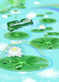 water lily with rainbow (rain, sky)