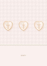Cross with heart - Pink Beige .