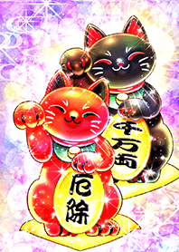 Red and black beckoning cat