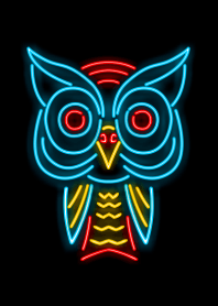 Neon Lights: Owl in The Dark of Night
