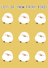 LOTS OF SNOW FAIRY BIRDS-DUSTY YELLOWj