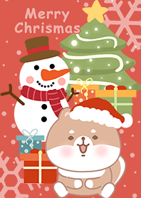 可愛寶貝柴犬-聖誕節快樂-雪...