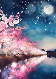 Beautiful night cherry blossoms#1590