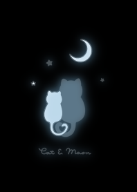 Cat & Moon 2 (snuggling)blur/blackaqua