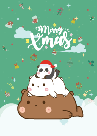 Three Bear Baby Christmas Day Green