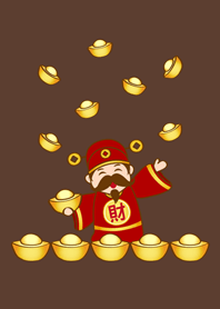 God of Wealth sends ingots(dark brown)