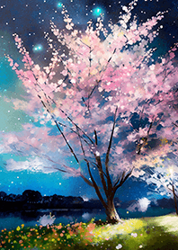 Beautiful night cherry blossoms#2071