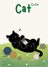 Cute Black Cat Music Yarn