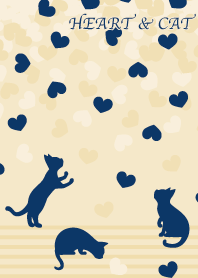Heart and cat Navy Blue