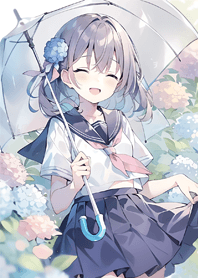 students in the rain