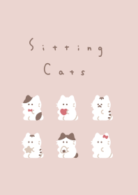 6 Sitting Cats(NoLine)/pink beige BR/CL