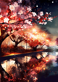 Beautiful night cherry blossoms#2395