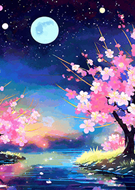 Beautiful night cherry blossoms#2061