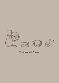 Cat and Tea -mocha beige-