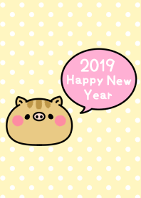 Japanese Happy new year. Boar. 2019 No,3