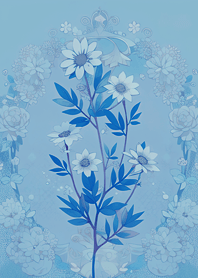 古典系芬芳花朵(天空藍)