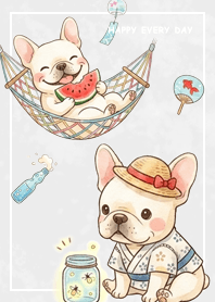 French Bulldog/summer/grey