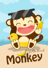 Monkey in the beach. (Blue ver.)