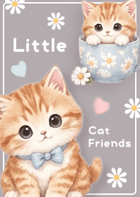 Greige Ginger Kitten & Daisies