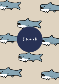 Natural beige x navy. Shark print.