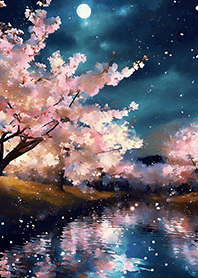 Beautiful night cherry blossoms#96