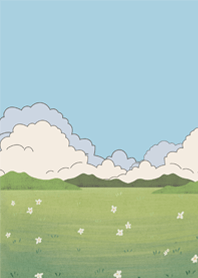 blue sky green field