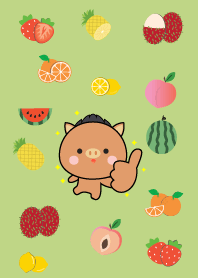 Cute Boar And Fruit
