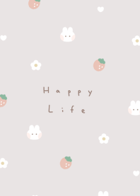 Rabbit & Strawberry. beige gray.