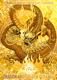 Dragon and golden pyramid initial O