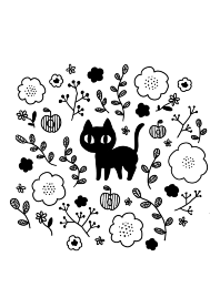 北欧テキスタイル風✳︎黒猫