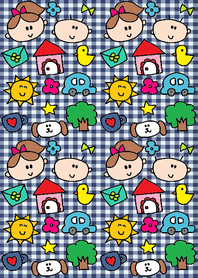 (Navy check x children)