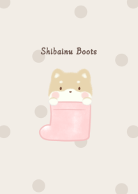 Shibainu and Boots -pink- dot