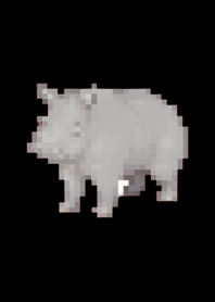 Rhinoceros Pixel Art Theme  BW 05