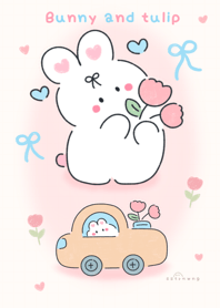 Bunny and tulip  >____<