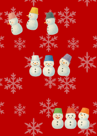 Colorful Snowman03 on red & beige
