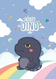 Angry Dino Sky Rainbow Blue