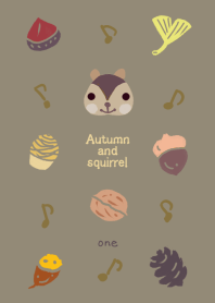 Autumn fruit and squirrel design 01