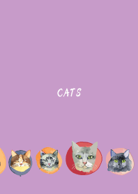 holiday cats on light purple