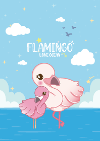 Flamingo On The Sea Kawaii