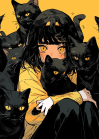 The black cat girl hiding in the dark