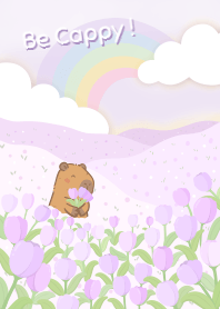 Be Cappy! : Capybara and purple tulips
