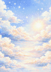 Lautan Awan Merah Muda Biru Matahari