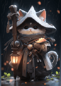 Black magic cat wizard