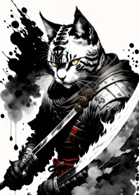 Ink wash cat samurai b35bb8